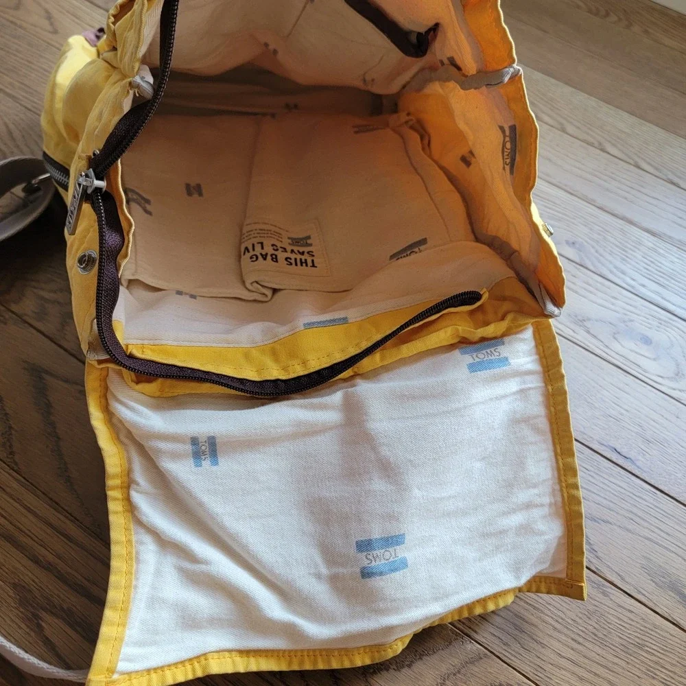 TOMS Trekker Waxed Canvas Backpack Citrus Color Leather Trim Water-Resistant
